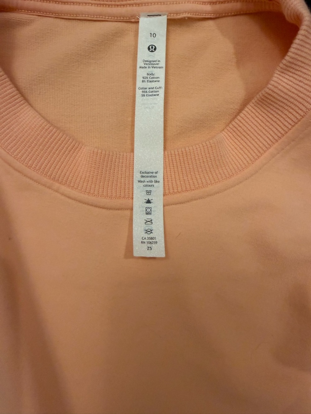 Lululemon Ribbed Contoured-Waist Crew Neck Pullover Malibu Peach Sz 10 NWOT - Picture 9 of 13